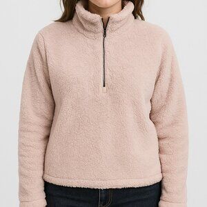 DYI Women's Tranquil 1/2 Zip Fuzzy Fleece Sweater Dusty Lavender Size Small